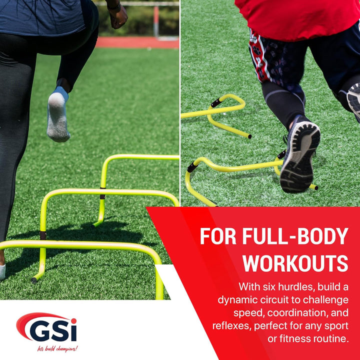 GSI Dual Height Agility Hürden Pack of 6 – Adjustable 6" & 12" Training Hürden für Sports, Fitness u