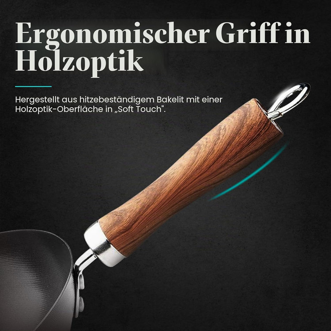 WECOOK! Carbono Wok Induktion 24 cm, Antihaftbeschichtung Titanium QUANTANIUM 3-Schicht Ökologisch P