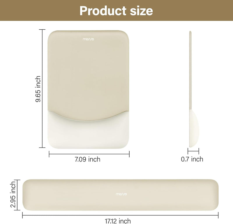MOSISO Handgelenkstütze für Mauspad&Tastatur Set, Rechteckig Ergonomisch Mauspad Rutschfest Basis Ho
