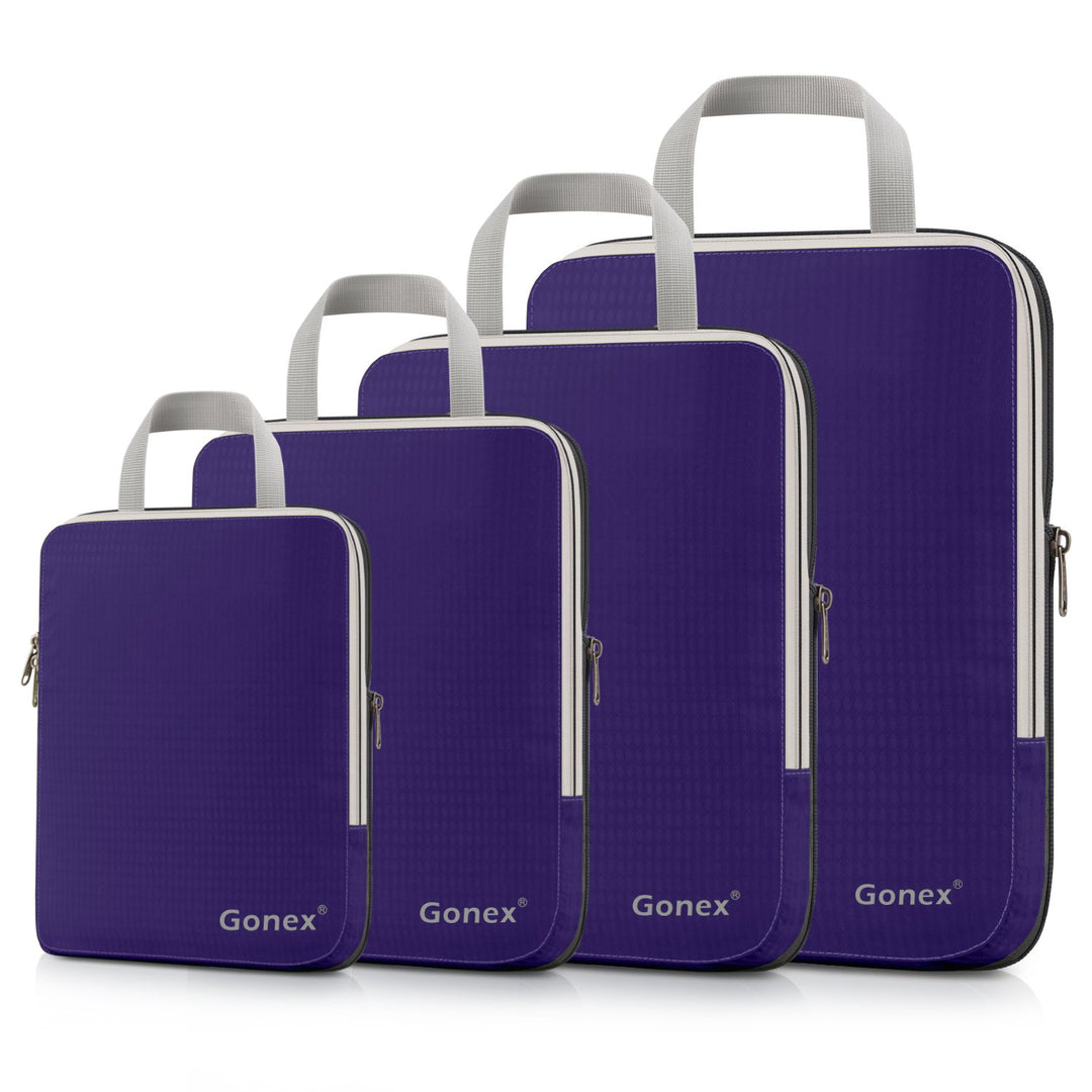 Compression Packing Cubes 3/4er Set, Gonex Kleidertaschen 4-teilig Verpackungswürfel, Kleidertaschen