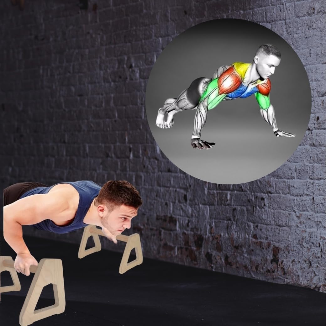 Push-Up Handles – Ergonomische Liegestützgriffe aus Holz für Calisthenics, Krafttraining & Yoga, sta
