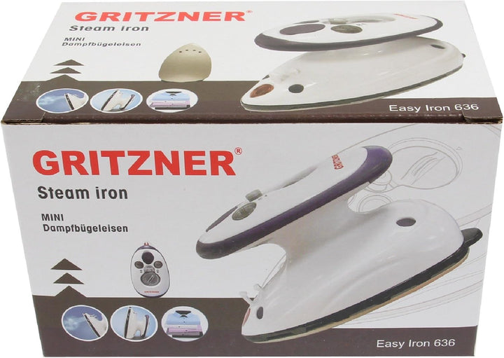 Gritzner 636 Mini Bügeleisen - 260-420 W, Antihaft Bügelsohle, Wassertank 40 ml, 110-240 V Netzspann