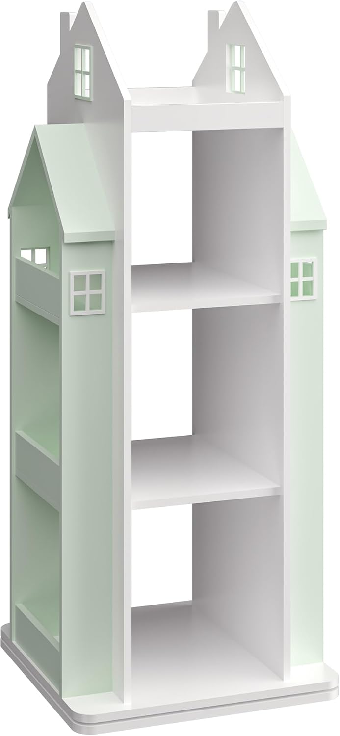 [en.casa] Drehbares Bücherregal für Kinder Vipsali Spielzeugregal in Hausoptik Drehregal mit Aufbewa