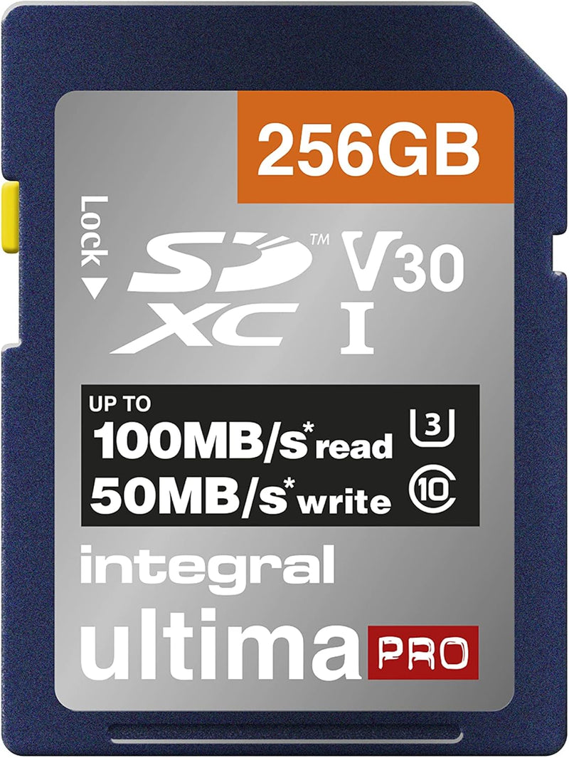 Integral SD Karte 256GB mit 6 Slot SD Kartenhalter Metall - 4K Ultra-HD Video Premium High Speed 100
