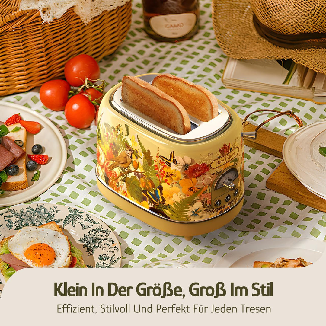 Hazel Quinn Retro 2 Scheiben Toaster, Vintage Toaster, Auftau Aufwärm Abbruchfunktion, Edelstahl, 81