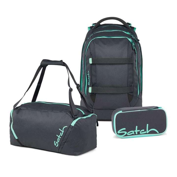 Satch Pack Schulrucksack Set 3tlg. inkl. Schlamperbox und Sporttasche (Mint Phantom), Mint Phantom
