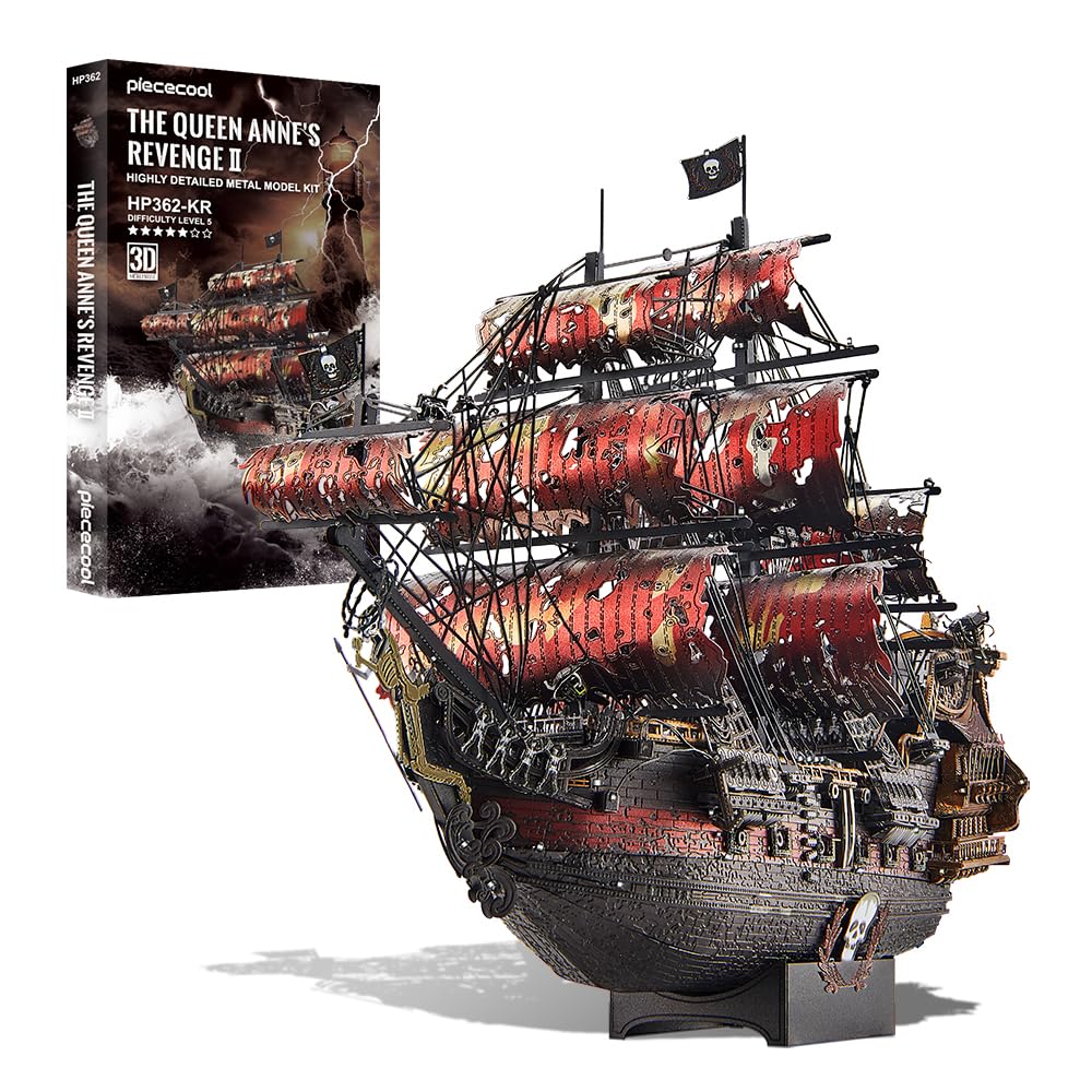 Piececool 3D Puzzle Metall Piratenschiff Queen Anne's Revenge, 3D Metall Puzzle Segelboot Schiffsset