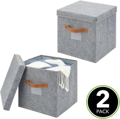 mDesign Sortierbox für den Schlafzimmerschrank – grosse Ordnungsbox mit Deckel aus Kunstfaser – Aufb