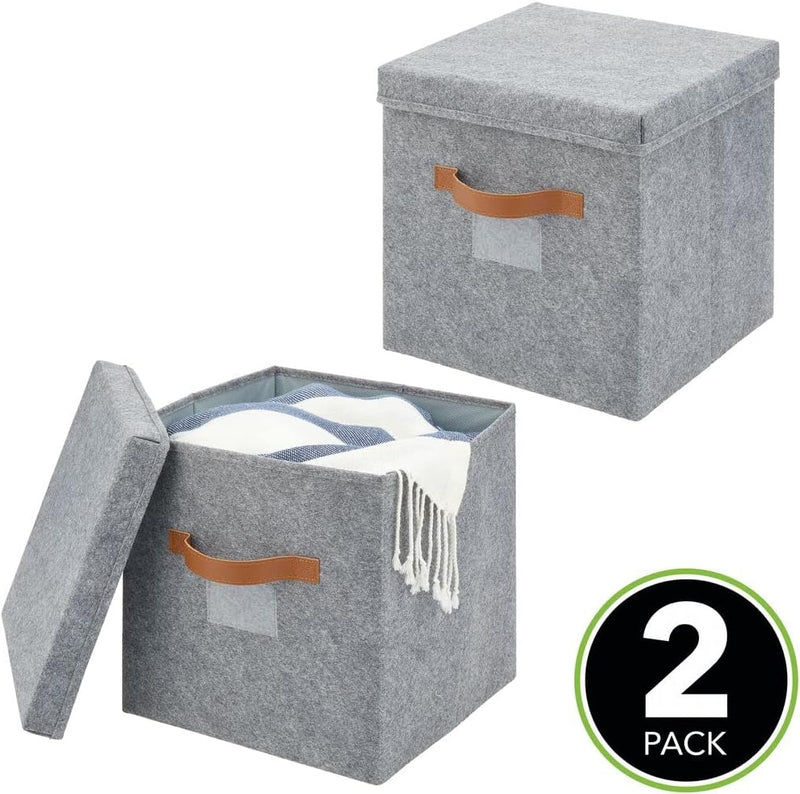 mDesign Sortierbox für den Schlafzimmerschrank – grosse Ordnungsbox mit Deckel aus Kunstfaser – Aufb