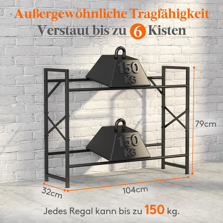 Lifewit Getränkekistenregal 6 Kisten, Stabil Kistenregal Metall trag. 300kg | Platzsparend Bierkiste