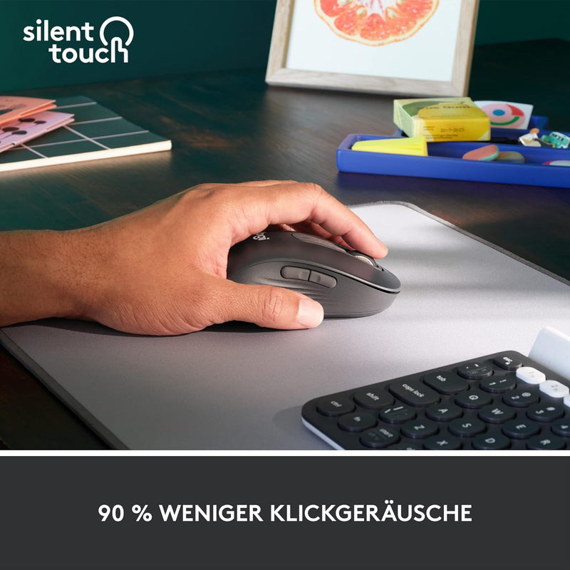 Logitech Signature M650 L Left Kabellose Maus - für grosse linke Hände, Leise Klicks, Anpassbare Sei