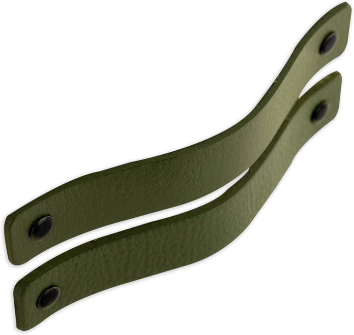 Brute Strength - Ledergriffe für Möbel - Olivgrün - 6 Stück - 16,5 x 2,5 cm - Schrankgriff, Türgriff
