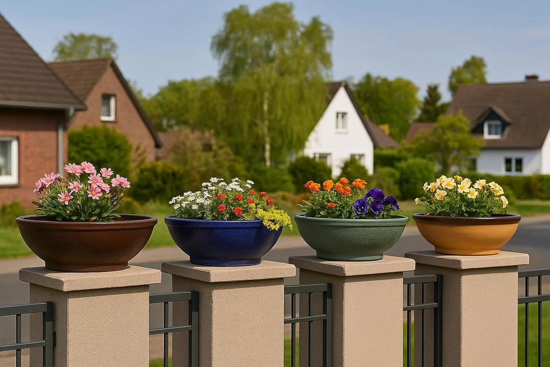 K&amp;K grosse Bonsaischale/Pflanzschale Flach 38x16 cm aus hochwertiger robuster Keramik Outdoor frostb