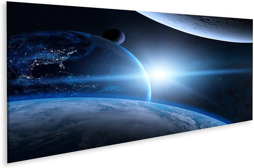 islandburner Bild auf Leinwand Erde Weltraum Schöner Planet Blauer Sonnenaufgang Bilder Wandbilder P