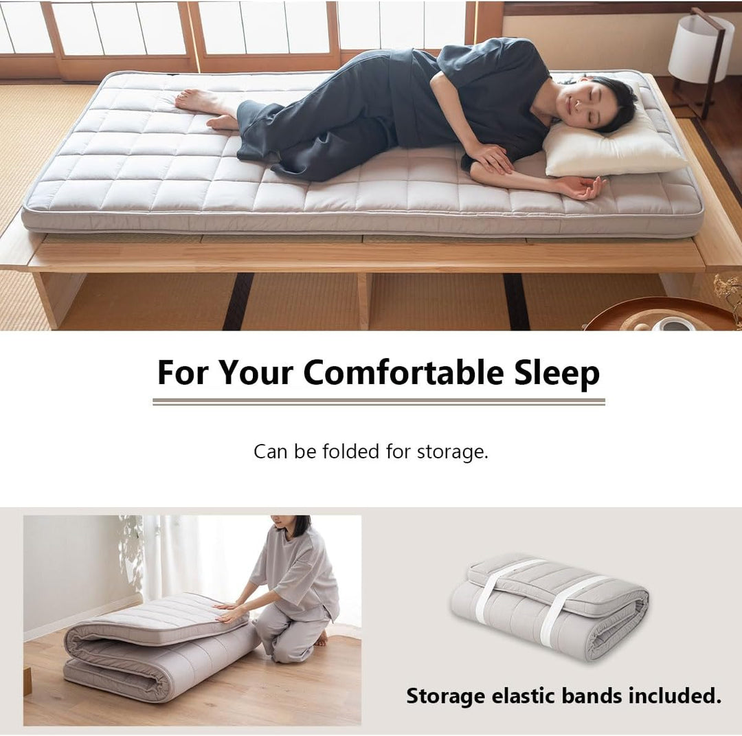 EMOOR Japanische Gepolsterte Futon Matratze Machi 90 x 202 cm Grau, Urethan- und Polyester (Fest) Zw