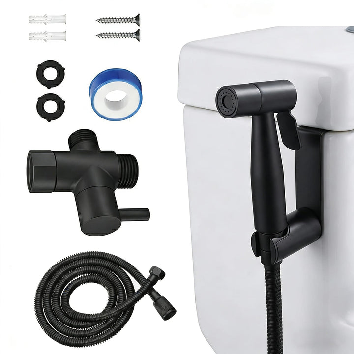 Edelstahl Bidet Handbrause Set Robuste WC Dusche Bidet Sprayer mit Halterung, T-Adapter & Schlauch f
