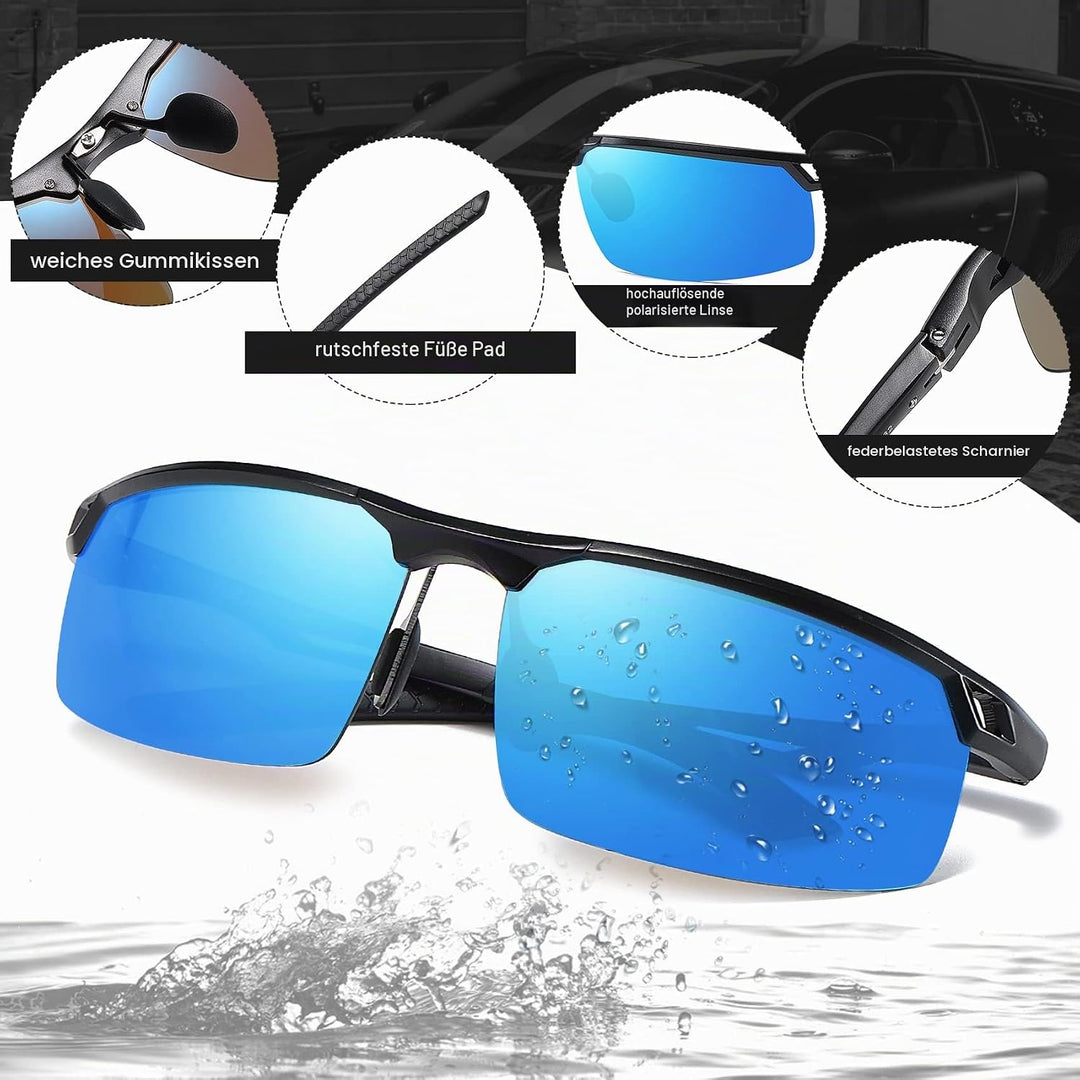 DUCO Sonnenbrille für Herren Retro Polarisierte Sonnenbrille Ultraleichte Sportbrille Al-Mg Metallra