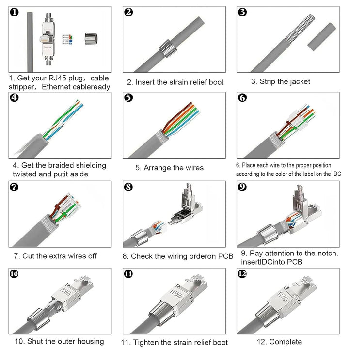 2 Stück Netzwerkstecker Cat7 Cat6A Werkzeuglos RJ45 Stecker Werkzeuglos Lan Stecker Feldkonfektionie
