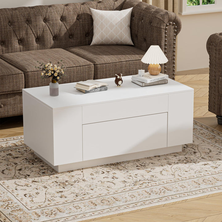 BonVache Couchtisch, Beistelltisch Couch, Wohnzimmertisch Holz mit Stauraum, Kaffeetisch mit Verstec