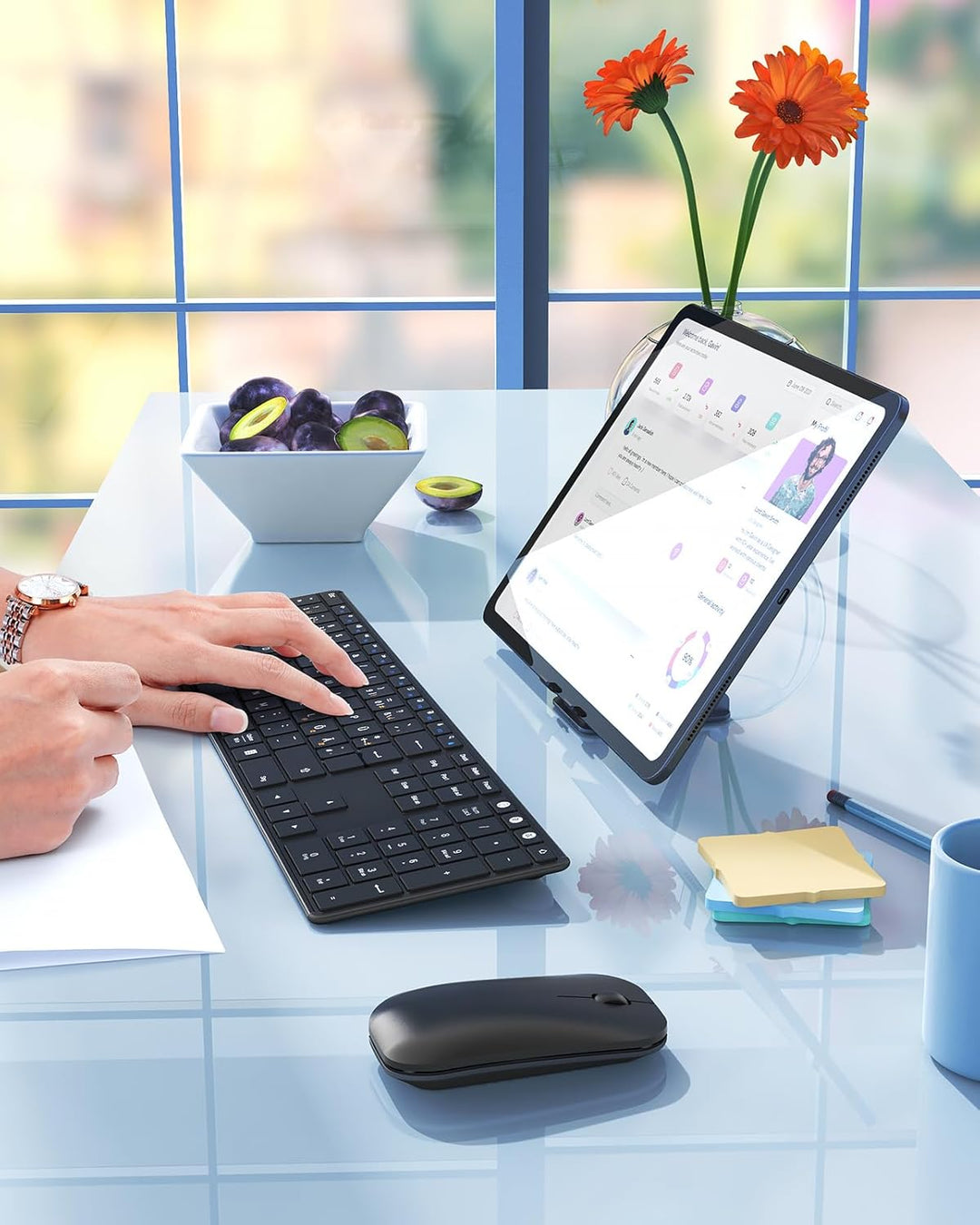 seenda SKM64-3 Bluetooth Tastatur mit Maus, Wiederaufladbare Dualmodus USB & Bluetooth Tastatur aus