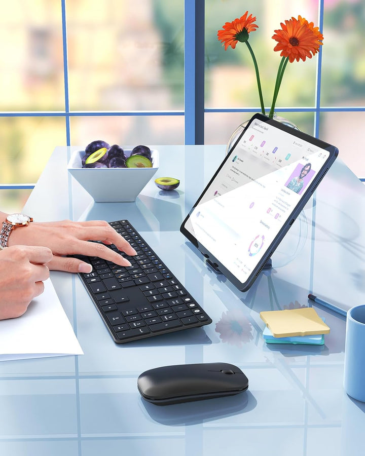 seenda SKM64-3 Bluetooth Tastatur mit Maus, Wiederaufladbare Dualmodus USB & Bluetooth Tastatur aus