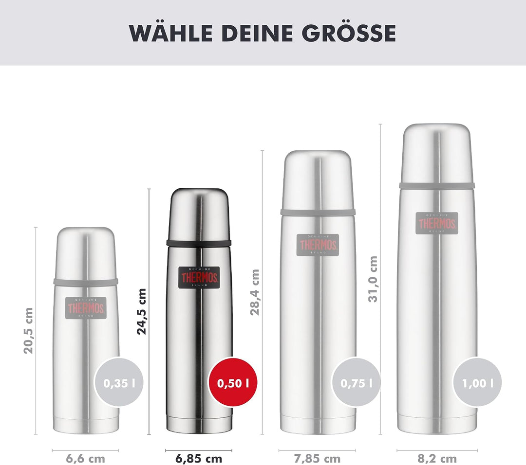 Thermos 4019.205.050 Isolierflasche Light and Compact, 0,5 L, Edelstahl mattiert Edelstahl 0,50 l, E