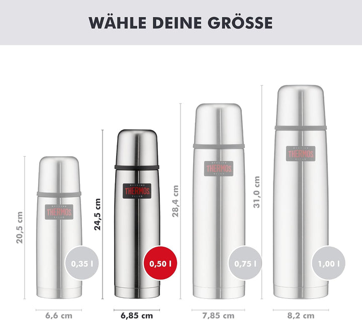 Thermos 4019.205.050 Isolierflasche Light and Compact, 0,5 L, Edelstahl mattiert Edelstahl 0,50 l, E