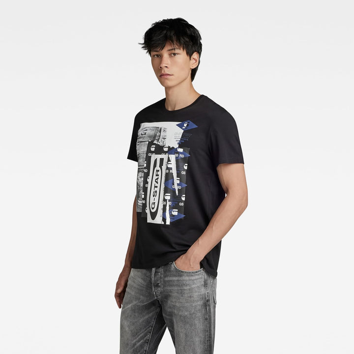 G-STAR RAW Herren Denim Graphic T-Shirt XS Schwarz (Dk Black D24697-336-6484), XS Schwarz (Dk Black