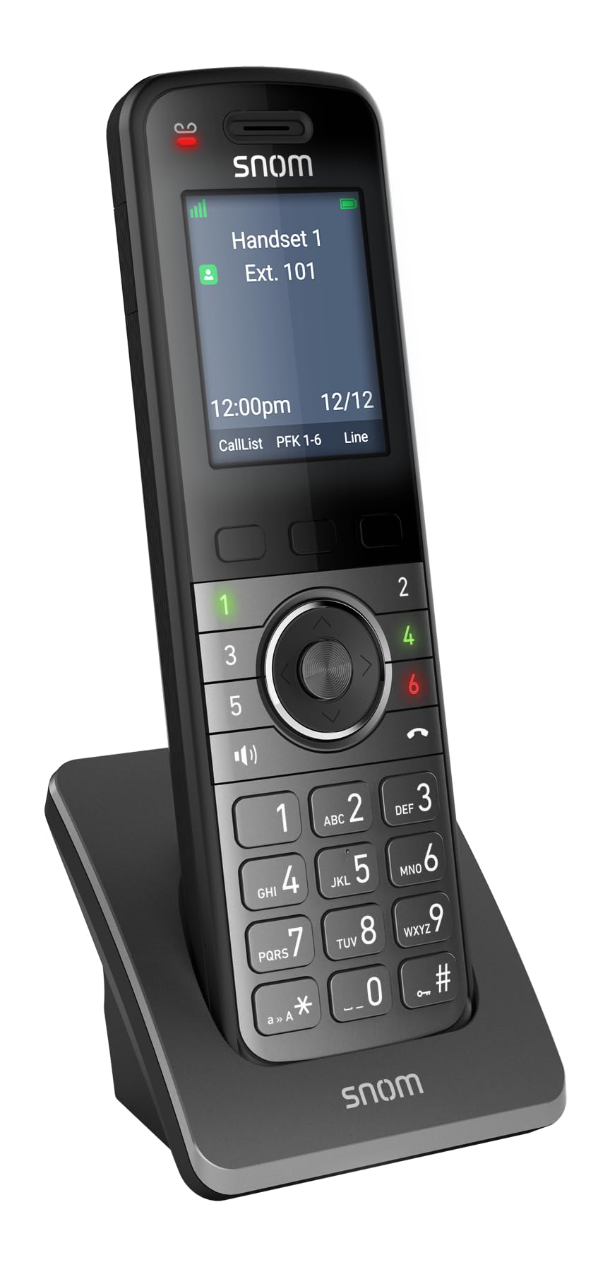 Snom M55 DECT Mobilteil mit Ladeschale, 2,4 Farbdisplay, Schnurlos, OTA Updates, Gürtel-Clip, Intui