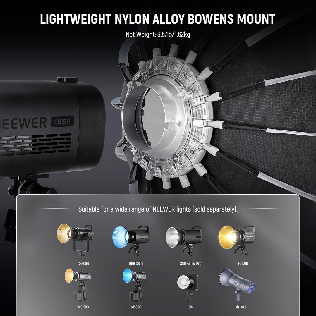 NEEWER 35,4"/90cm Softbox Parabolic Bowens Mount, Schnellwechsel mit Diffusoren/Gitter/Tasche für Vi