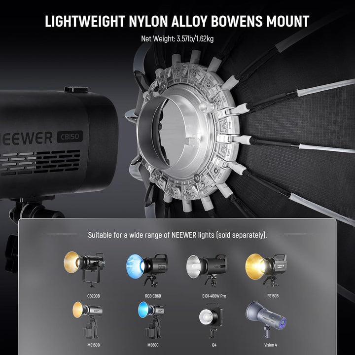 NEEWER 35,4"/90cm Softbox Parabolic Bowens Mount, Schnellwechsel mit Diffusoren/Gitter/Tasche für Vi