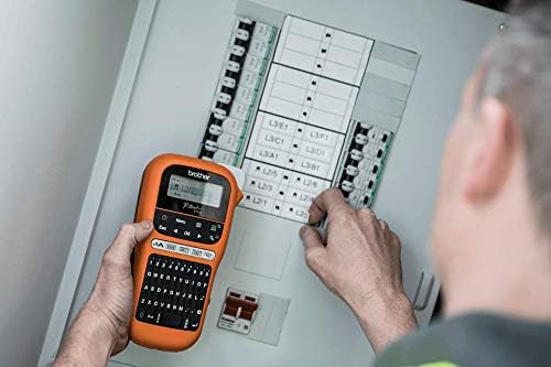 Brother PT-E110 Professioneller Etikettierer, industriell, mit 1 Tze-FX221-Band, 9 mm, Schwarz/Weiss