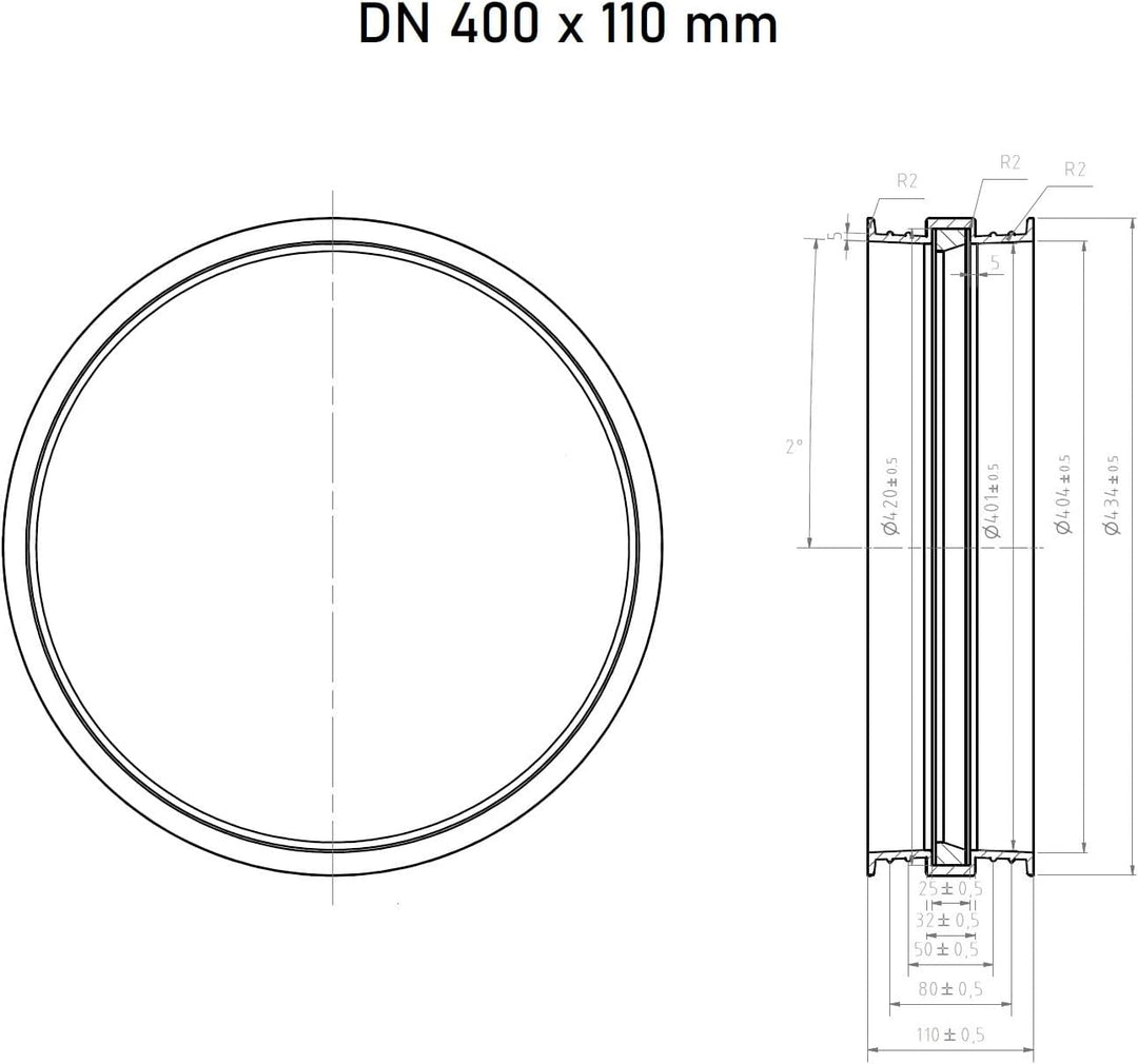 Schachtfutter Ø DN400 Schachtdurchführung Wanddurchführung Deckendurchführung Weiss DN400 (Ø400mm)/L