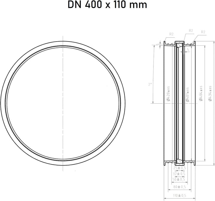 Schachtfutter Ø DN400 Schachtdurchführung Wanddurchführung Deckendurchführung Weiss DN400 (Ø400mm)/L