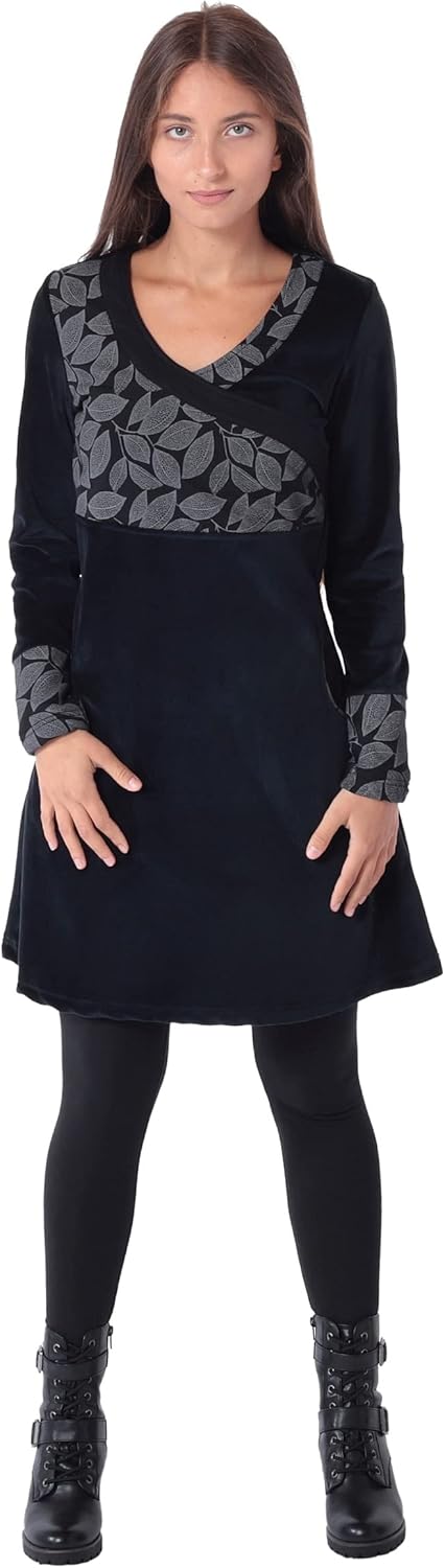 Kleid Alternatives Samtkleid dr36, Schwarz