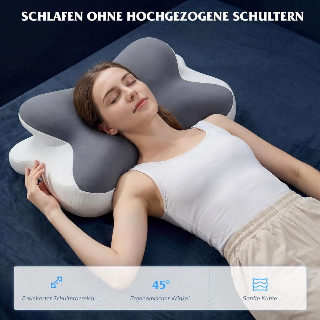 Nackenkissen Kopfkissen, Memory Foam Kissen mit Abnehmbarer Bezug | Ergonomisches Kopfkissen mit Küh