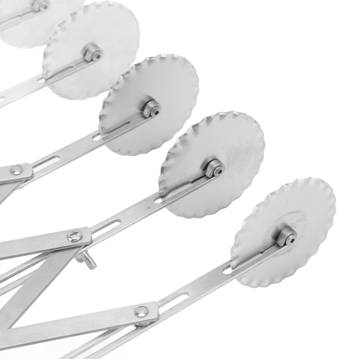 5-Rad-Gebäckschneider, Edelstahl, Einziehbar, Teigschneider, Erweiterbar, Pizzaschneider, Mehrrundes