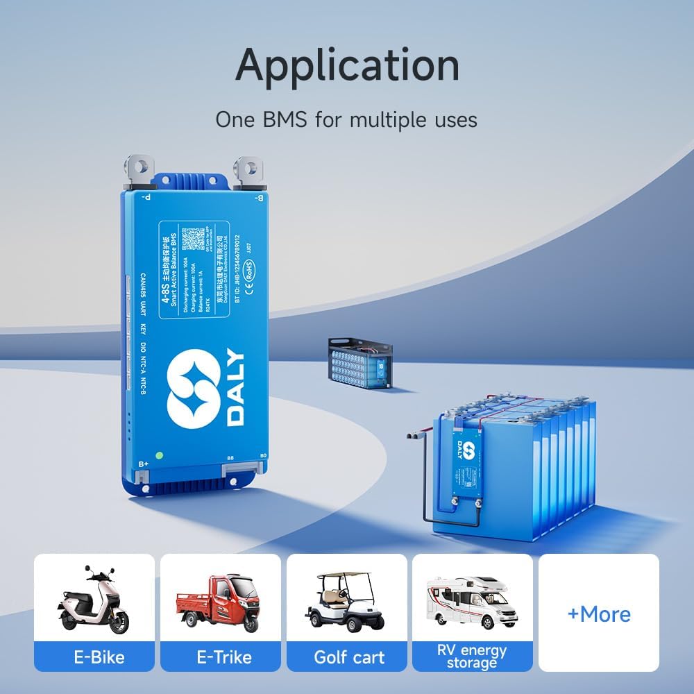 DALY BMS 48V 100A – 1A Active Balance Batteriemanagementsystem, integriertes Bluetooth für 16S LifeP