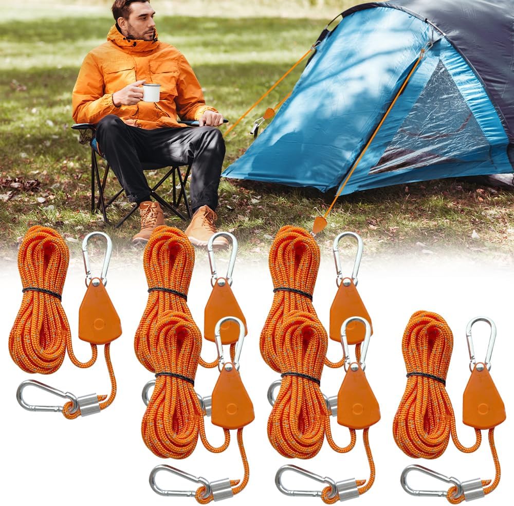 6 Stück 4M Reflektierend Abspannseile Seil, Abspannseile mit Seilspanner, 4mm Leichte Abspannleine Z