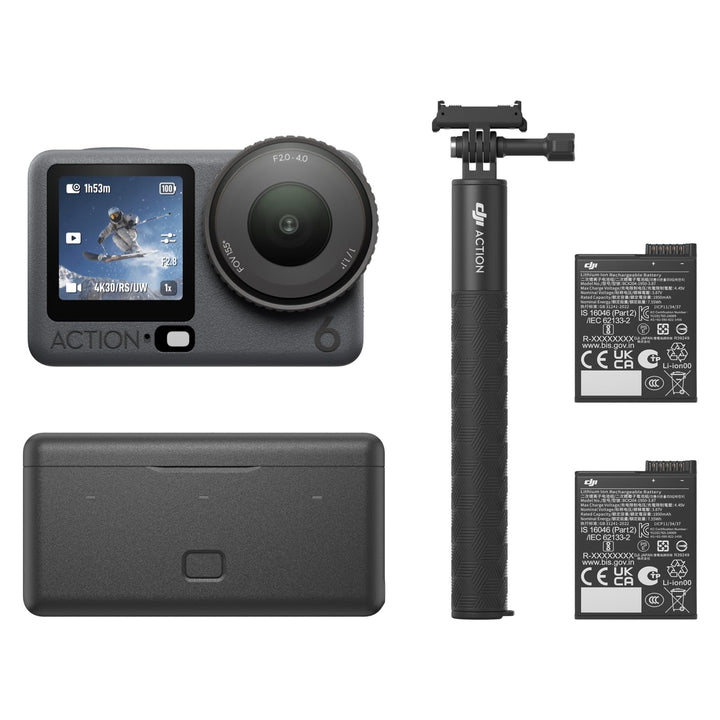 DJI Osmo Action 6 Erweiterte Combo, Action-Cam mit 1/1,1″-Quadratsensor, Variable Blende von f/2,0-f