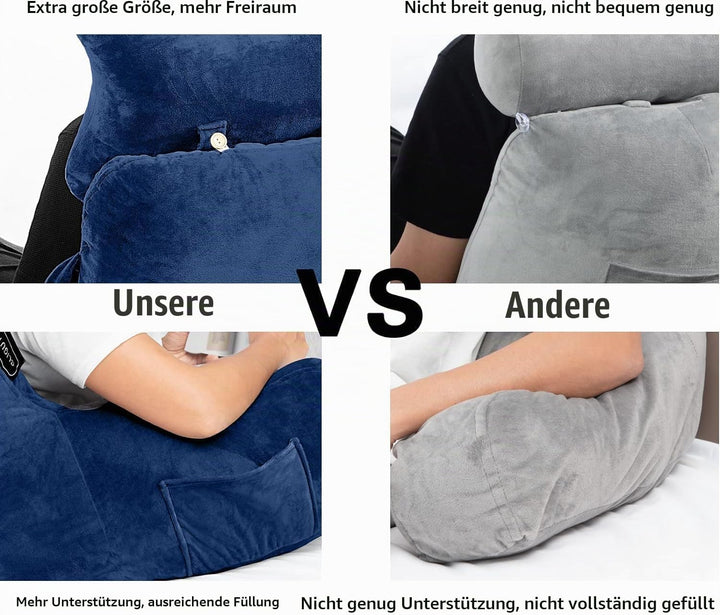 SLIGUY Lesekissen, Extra gross, 31IN, Bettruhekissen mit Abnehmbarer Nackenrolle und Armen zum Sitze