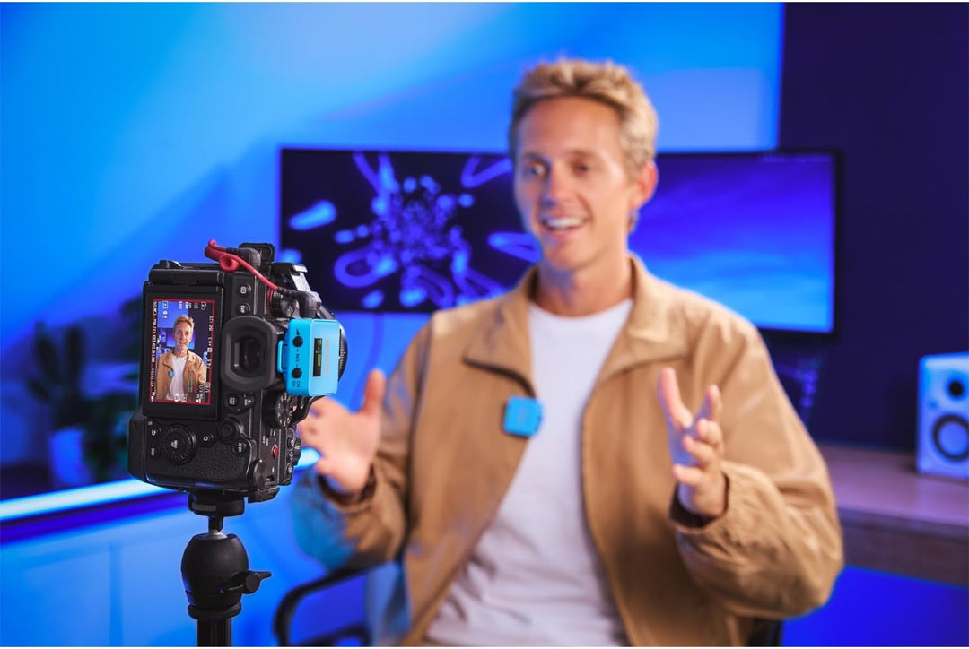 Rode Wireless GO Gen 3 Drahtloses 2-Kanal Mikrofon-Funksystem Blau mit 2X Interview GO Handadapter u