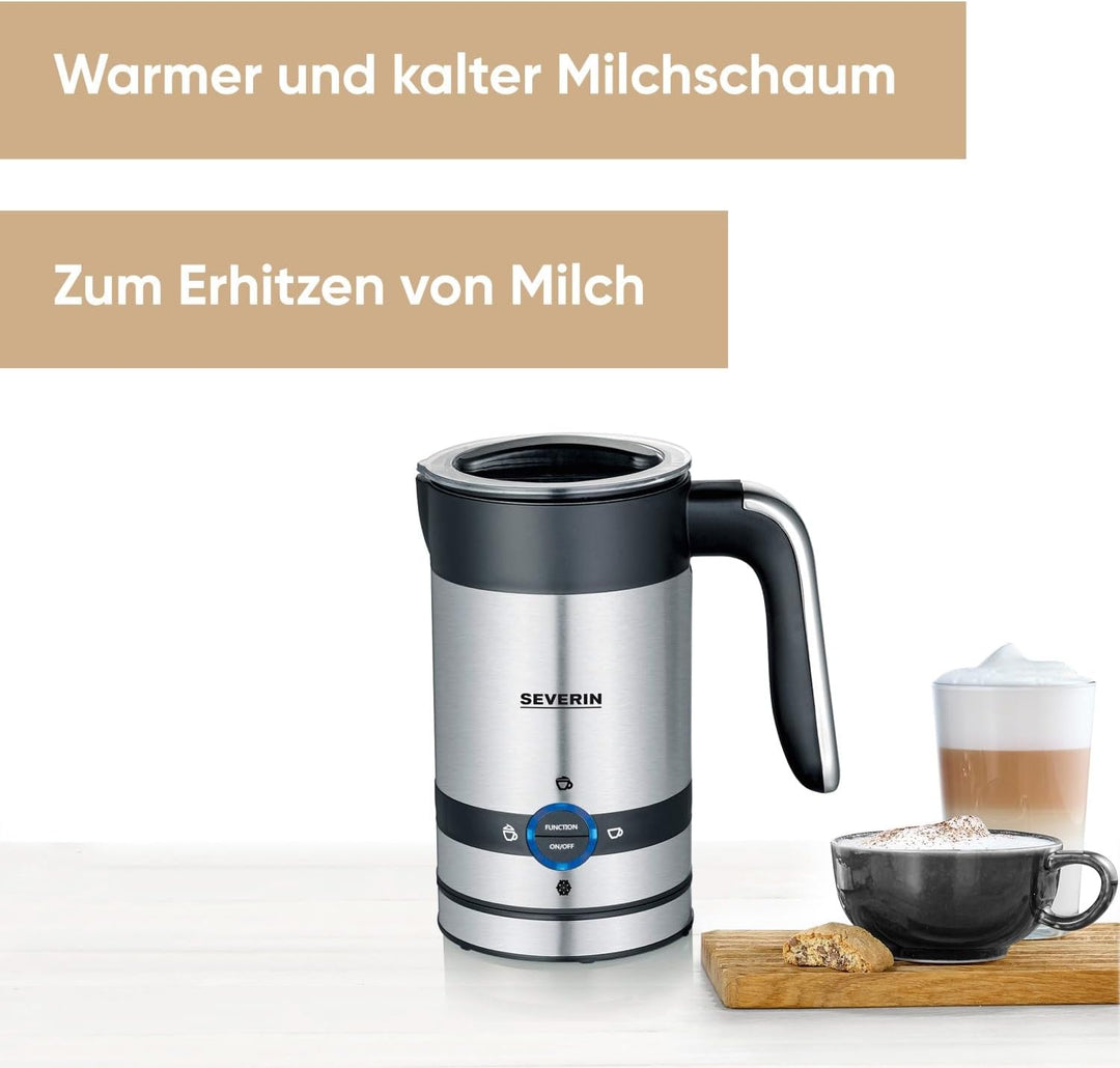 SEVERIN Milchaufschäumer, elektrischer Milchaufschäumer mit Antihaft-Beschichtung, Milchschäumer für