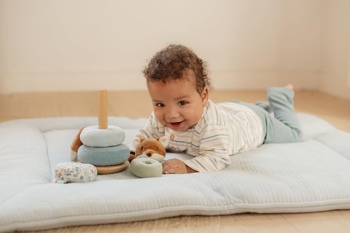 Little Dutch Stapelturm Stapelringe Steckspiel aus Holz und Stoff Baby Kleinkind Fuchs blau - Forest