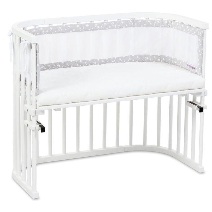 babybay Nestchen Mesh-Piqué passend für Modell Maxi, Boxspring und Comfort, perlgrau Sterne weiss pa