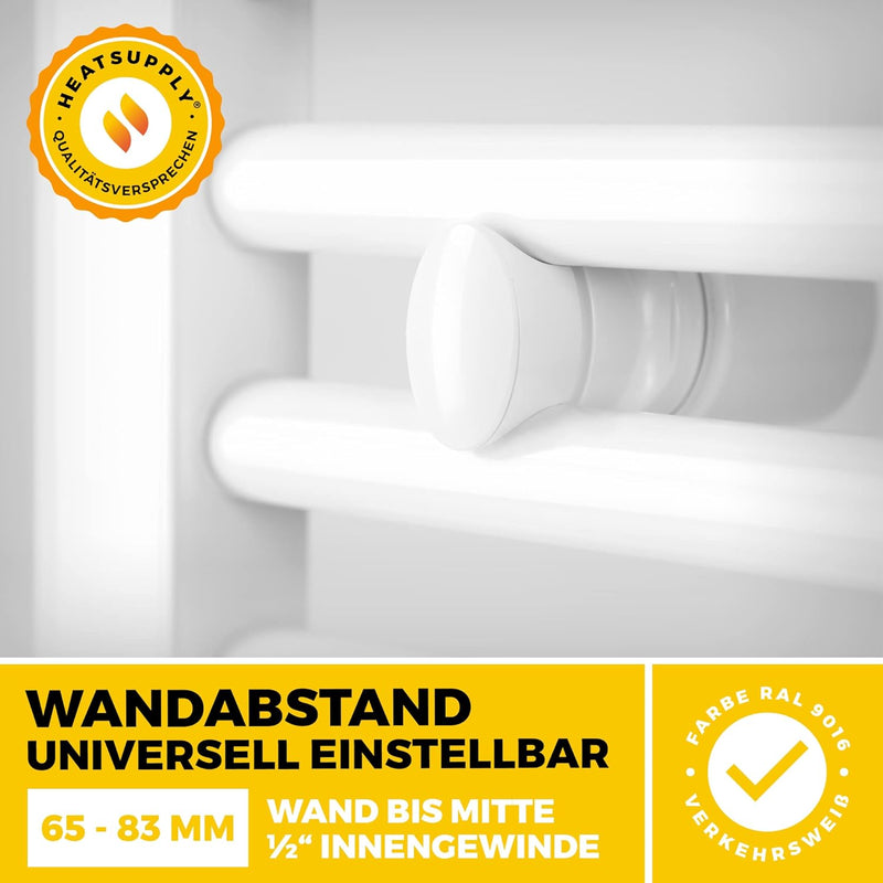 Handtuchheizkörper elektrisch 1662 x 600mm - Badheizkörper elektrisch 900 Watt weiss inkl. Heizstab