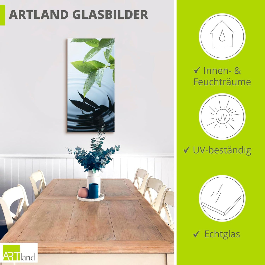 ARTland Glasbilder Wandbild Glas Bild einteilig 30x60 cm Hochformat Natur See Pflanzen Wasser Baum B