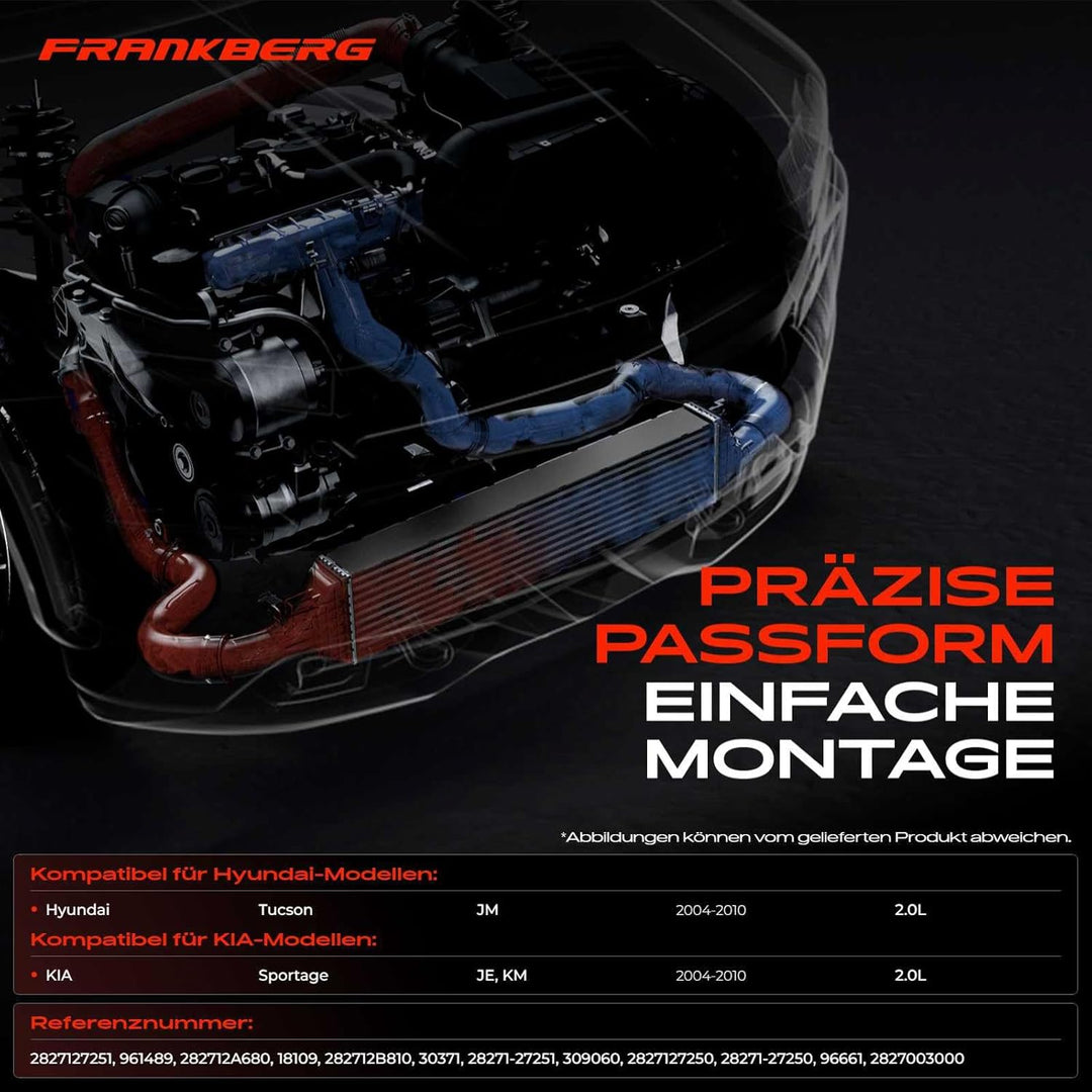 Frankberg Ladeluftkühler Turbokühler Kompatibel mit Tucson JM 2.0L 2004-2010 Sportage JE KM 2.0L 200
