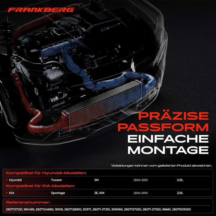 Frankberg Ladeluftkühler Turbokühler Kompatibel mit Tucson JM 2.0L 2004-2010 Sportage JE KM 2.0L 200