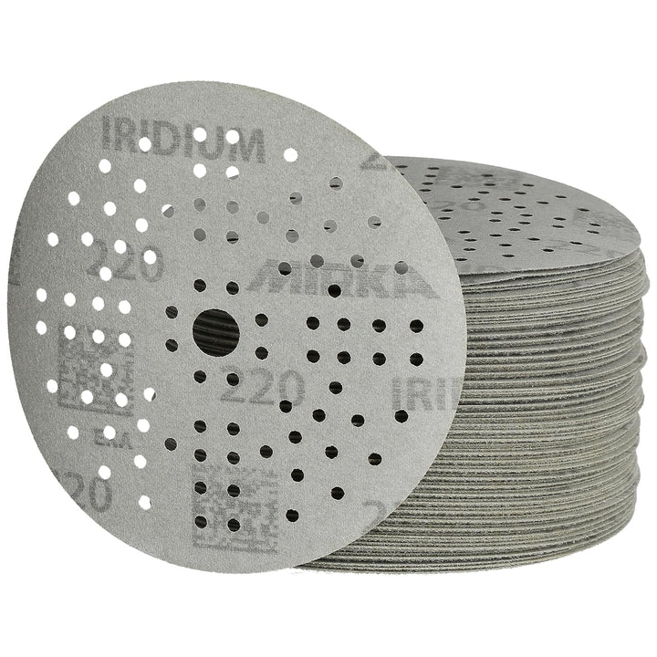 Mirka Iridium Premium-Schleifpapier Ø 125mm Klett 89-Loch, Korn 220, 100 Stk / Zum Schleifen von Lac